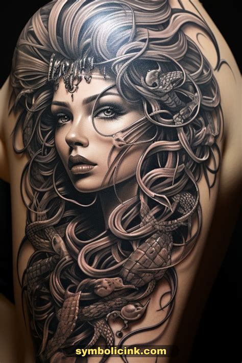 thigh feminine beautiful medusa tattoo|Thigh tattoos women medusa